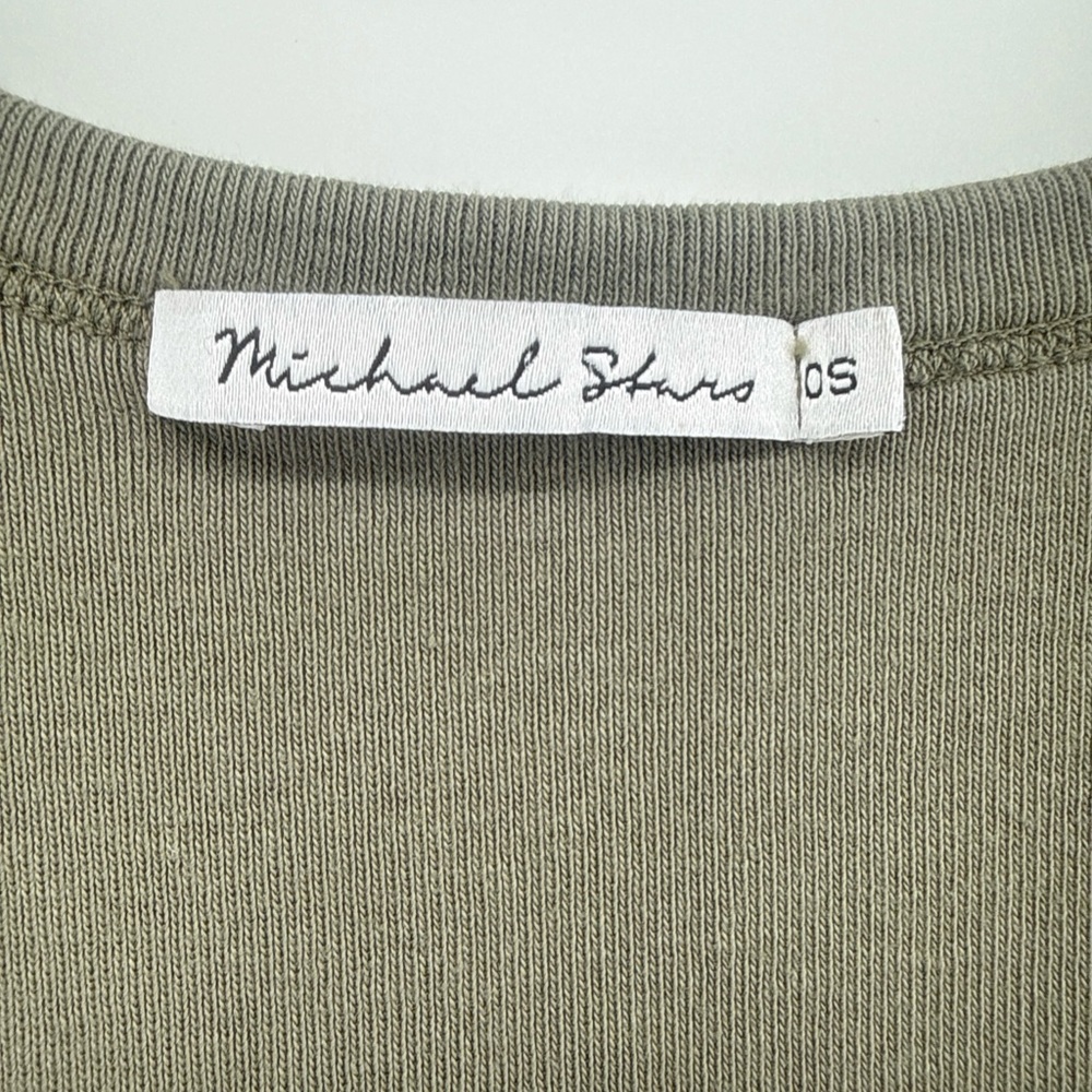 Michael Stars Olive Ribbed Henley Tank - Picture 2 of 7
